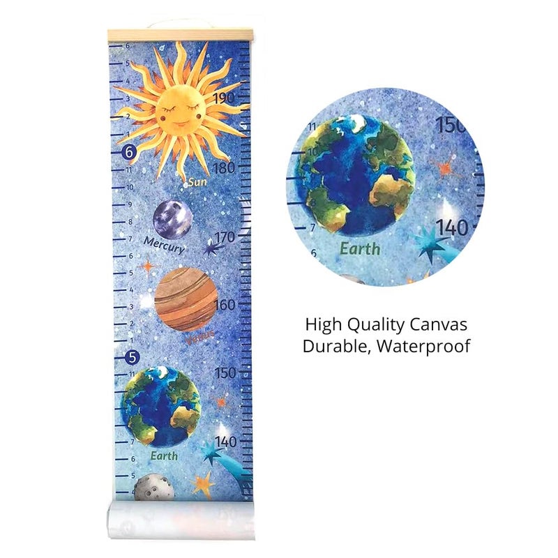 Home Evolution Kids Growth Chart Height Measuring Chart, Solar System Space Planets Canvas Wall Hanging Rulers for Baby Children Girls Bedroom Decor (Solar System) - Image 3